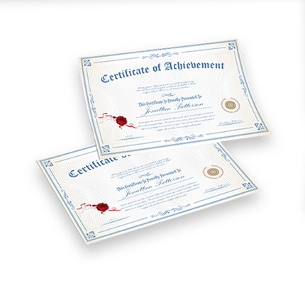 custom certificates printing wholesale